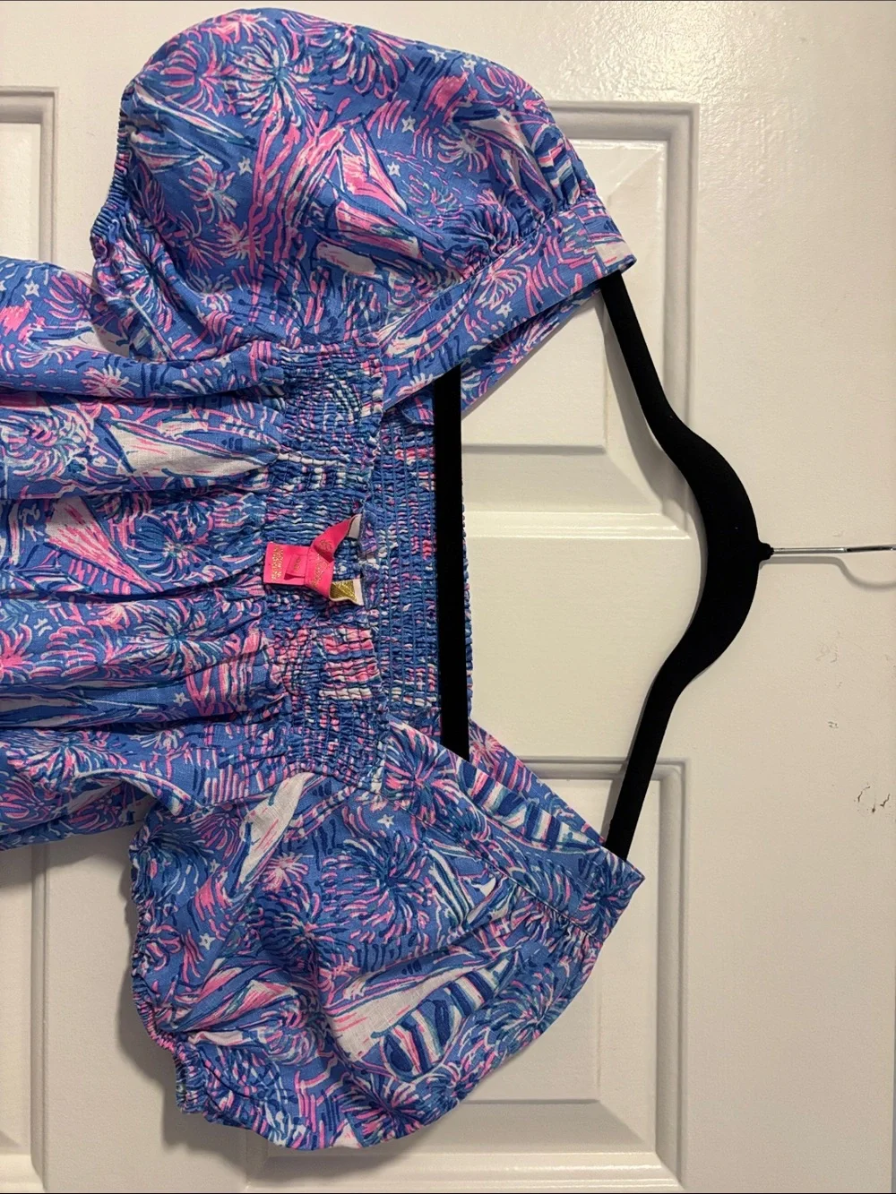 Lilly Pulitzer Keating Short Sleeve Linen Top Boca Blue Size OO / XXS